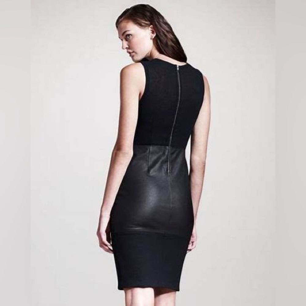 A.L.C. Curil Colorblock Lambskin Leather Panel Sheath Dress - Picture 2 of 8